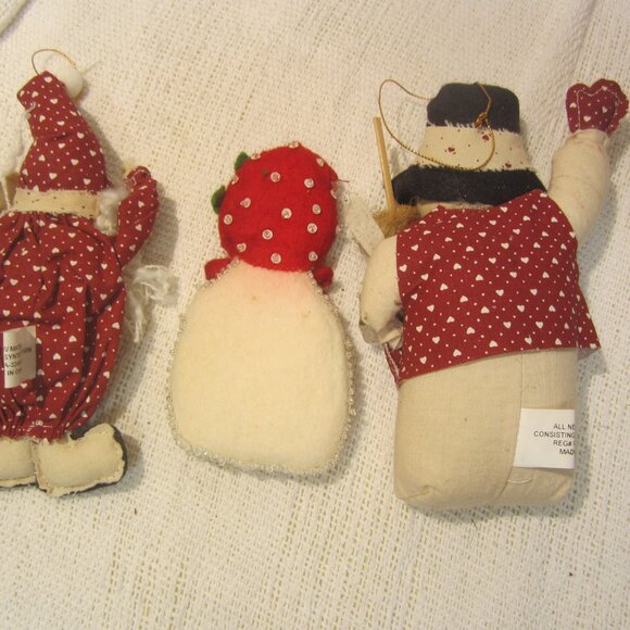 VTG SET OF 3 SOFT CLOTH CHRISTMAS ORNAMENTS - Picture 3 of 3